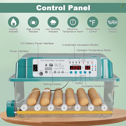 36 Eggs Incubators for Hatching eggs,Chicken Eggs Incubator with Automatic Egg Turning and Humidity Monitoring,Automatic Temperature Control Egg Incubator with Egg Candle for Chicken Duck Goose Pigeon