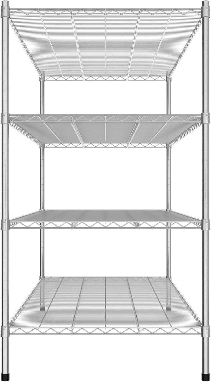 Commercial NSF Listed Chrome Stationary Wire Shelving Kit 30" x 60" x 54", with 4 Shelves Perfect for Warehouse, Walk-in Refrigerator, Freezer, Grocery Store, Restaurant, Dishroom
