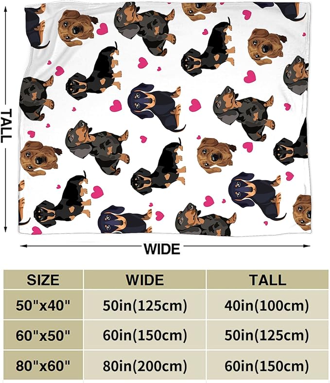 Dachshund Blanket for Girls Boys Women Gifts for Dachshund Lovers Dachshund Throw Blanket for Kids Adults Ultra Soft Cozy Fleece Blanket for Couch Sofa Bed 50"x60"