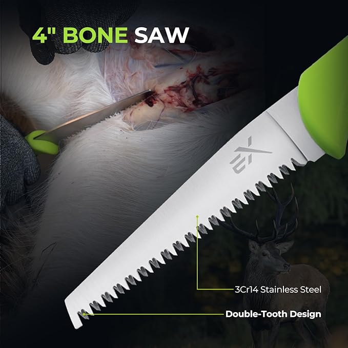 Extremus by KastKing Hunting Knife Set, 4/8-Piece Field Dressing Kit with Gut Hook Skinning Knife, Caping Knife & Bone Saw for Deer, Elk & Big Game, Hunting Gear and Accessories, Gifts for Men