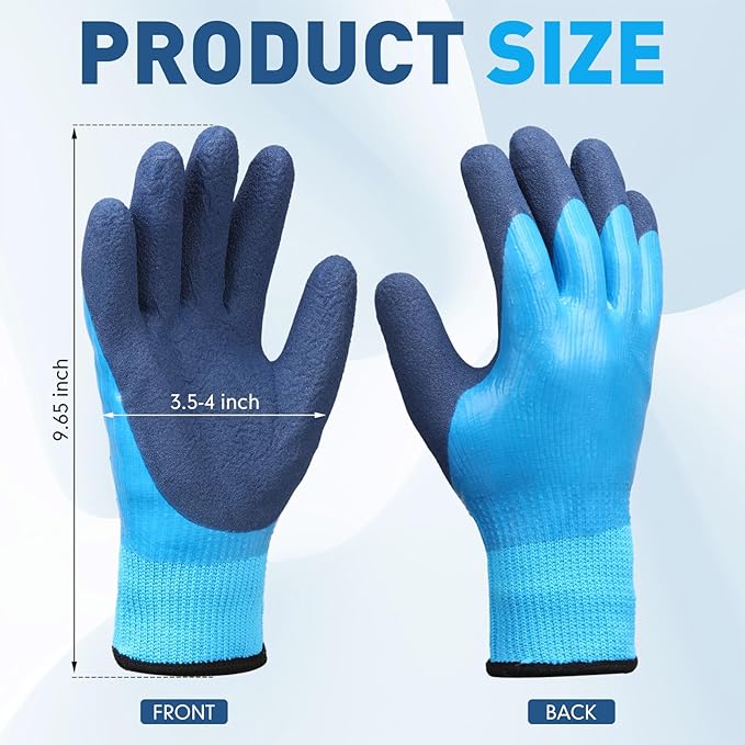 100 Pairs Waterproof Safety Winter Work Gloves with Grip for Men Plush Warmth Thickened Freezer Gloves Keep Hands Warm for Outdoor Cold Weather Work Below Zero Shoveling Snow, Ice Fishing