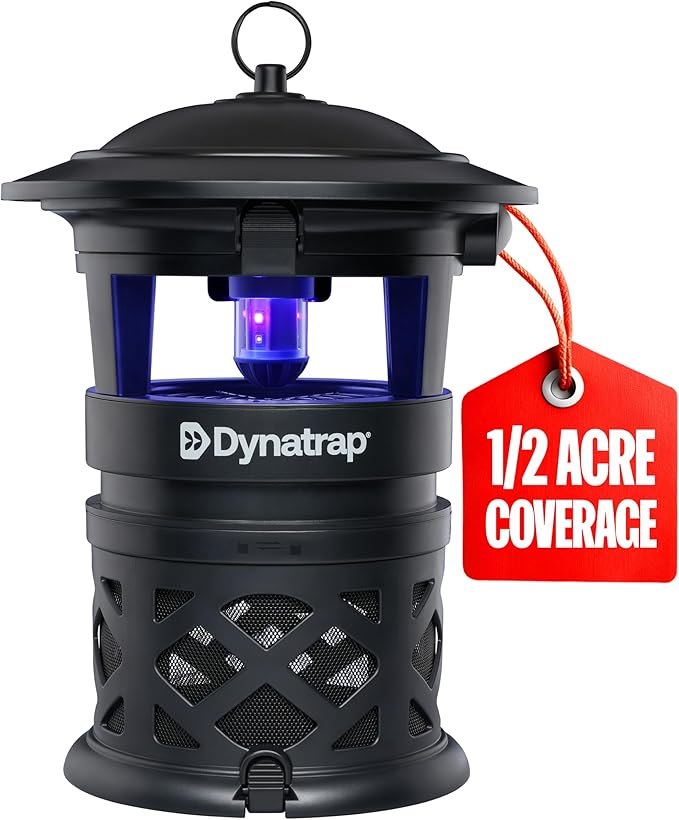 Dynatrap DT1130SR 1/2 Acre Mosquito & Flying Insect Outdoor Trap and Killer – Kills Mosquitoes, Flies, Wasps, Gnats, & Other Flying Insects - Bug Zapper Alternative – Black