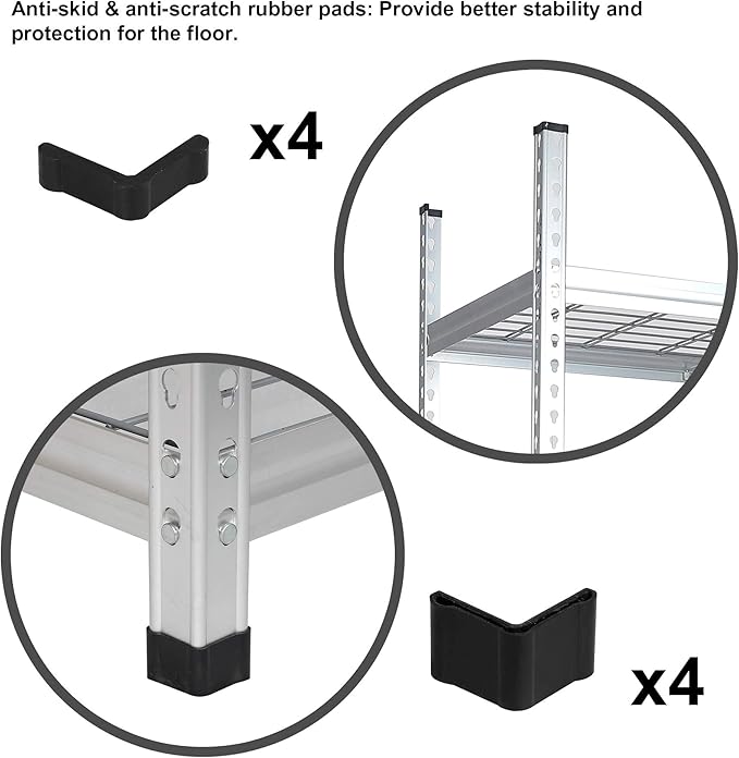 Amazon Basics 4000IBS Heavy Duty Adjustable Storage Shelving Unit, 5 Shelf, High-Grade Aluminum, Silver, 60 x 24 x 78 Inch
