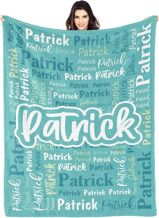 Custom Blanket with Name Personalized Blankets for Kids Adult Boys Girls Flannel Monogrammed Customized Blankets Throw (40''x50'')