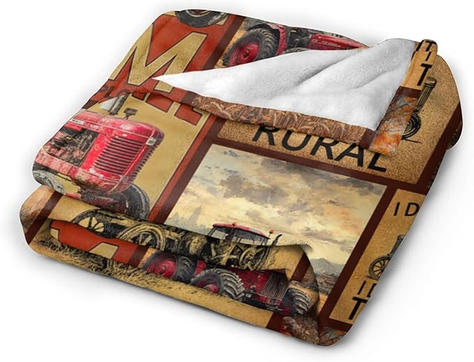 Framhouse Truck Throw Blanket Tractor Blankets Fleece Plush Flannel Super Soft Cozy Warm Lightweight Old Truck Decor Gifts for Boys Girls Kids Adults Men Women 60" x 80"