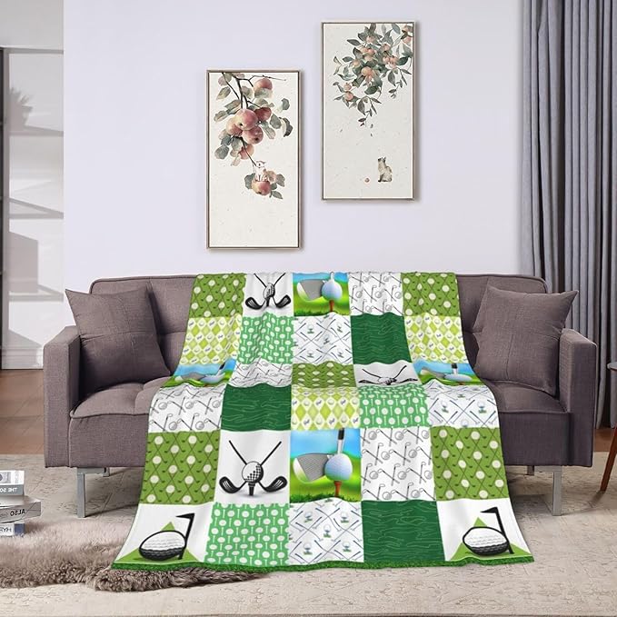 Golf Blanket Cozy Soft Golfing Throw Blanket Golf Gifts for Men Golfers Warm Plush Fluffy Stuff Lightweight Fleece Flannel Gifts Blankets for Women Kids Adults 60"X50"