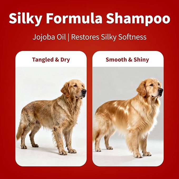 Arf Arf Silky Dog Shampoo for Dry, Itchy, Sensitive Skin - Soothing Oatmeal & Honey Formula for a Salon-Quality Smooth Coat - Gentle Puppy & Dog Wash for All Breeds - Fresh Scent, 16oz