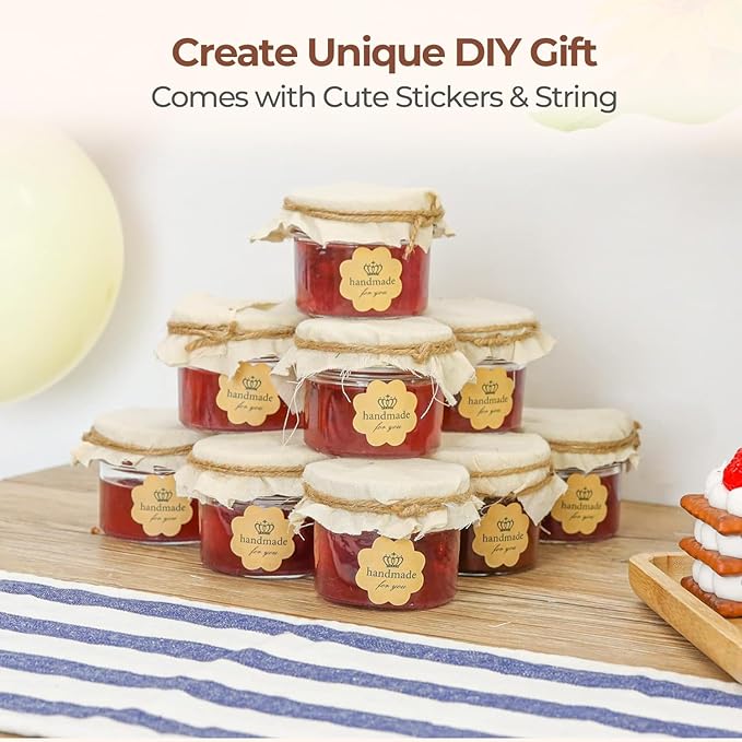 ComSaf Mini Mason Jars 4oz - 16 Pack, Regular Mouth Mason Jar with Lids and Seal Bands, Small Glass Canning Jar for Spice, Jam, Honey, Jelly, Dessert, Shower Wedding Favors, DIY Candles Decor