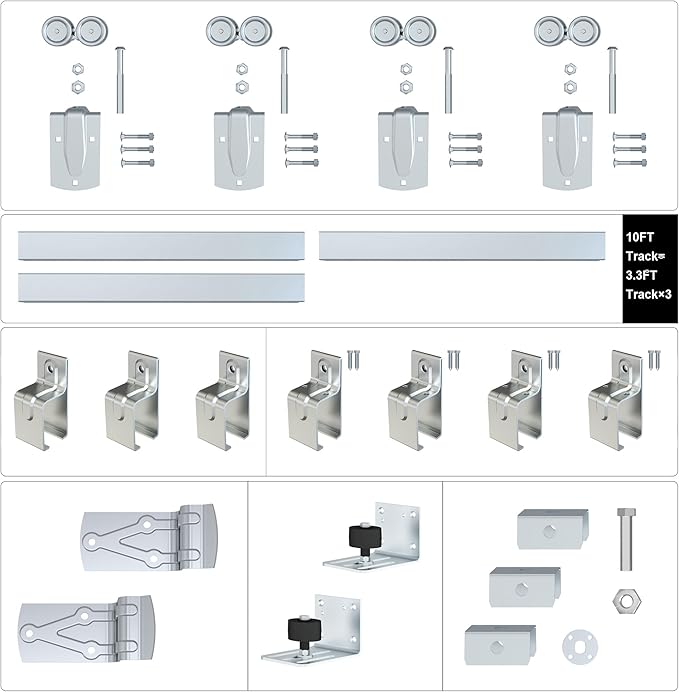 10FT Heavy Duty Galvanized Steel Exterior Sliding Barn Door Hardware Kit, 450 lbs Capacity,Kit for Outdoor,Fit MAX 2 Door Width 60in