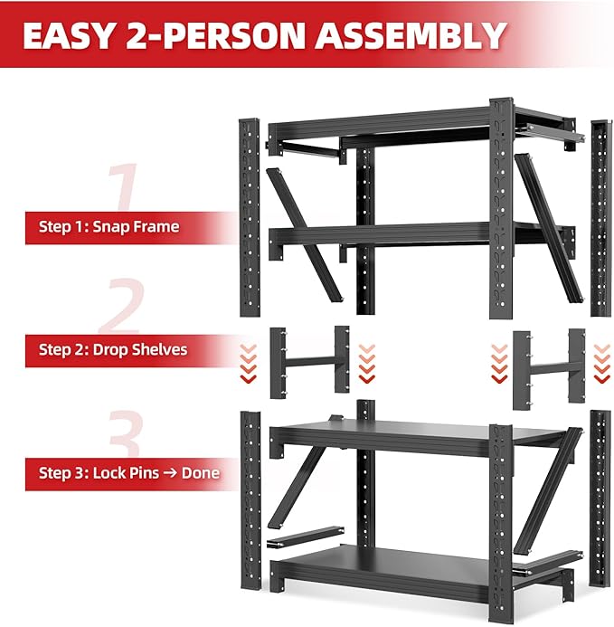 60" W Garage Shelving,4-Tier Heavy Duty Storage Shelves Unit with Adjustable Metal Shelf for Warehouse,Basement,Workshop,4500LBS,60" W x 20" D x 79" H,Black