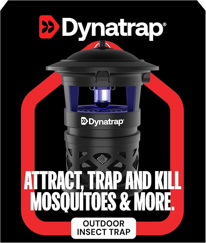 Dynatrap DT1130SR 1/2 Acre Mosquito & Flying Insect Outdoor Trap and Killer – Kills Mosquitoes, Flies, Wasps, Gnats, & Other Flying Insects - Bug Zapper Alternative – Black