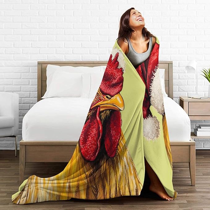 Christmas Rooster Blanket Soft Cozy Chicken Plush Throw Blanket Warm Flannel Fleece Bedding Stuff Animal Decor Blanket Gifts for Rooster Lover Girls Boys Kids Adults Women Bed Travel 40"x50"