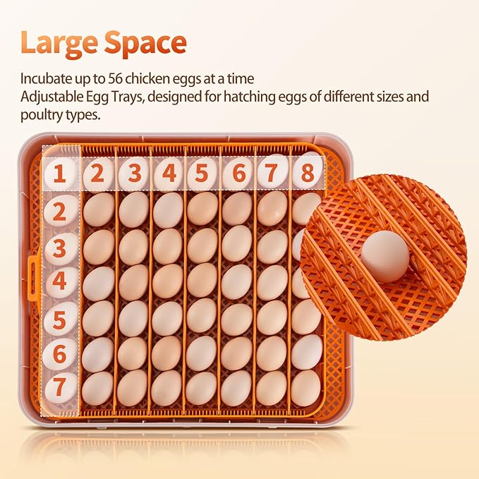 56 Egg Incubators for Hatching Eggs, Automatic Egg Turning and Humidity Temperature Control, Egg Candler, 360° Viewing Incubator for Hatching Chicken, Ducks, Goose, Quail