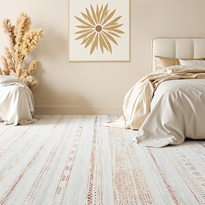 9x12 Area Rugs for Living Room Machine Washable Rug Distressed Indoor Carpet Neutral Moroccan Boho Rug Ultra Soft Area Rug for Bedroom Dining Room Playroom Office, Multi-Color