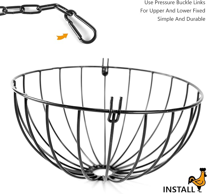 Hanging Chicken Feeder, 7.1 Inch Large Iron Chicken Vegetable Treat Ball, Veggie Hanging Foraging Ball with 20 Inch Hanging Chain for Hens Coop Poultry