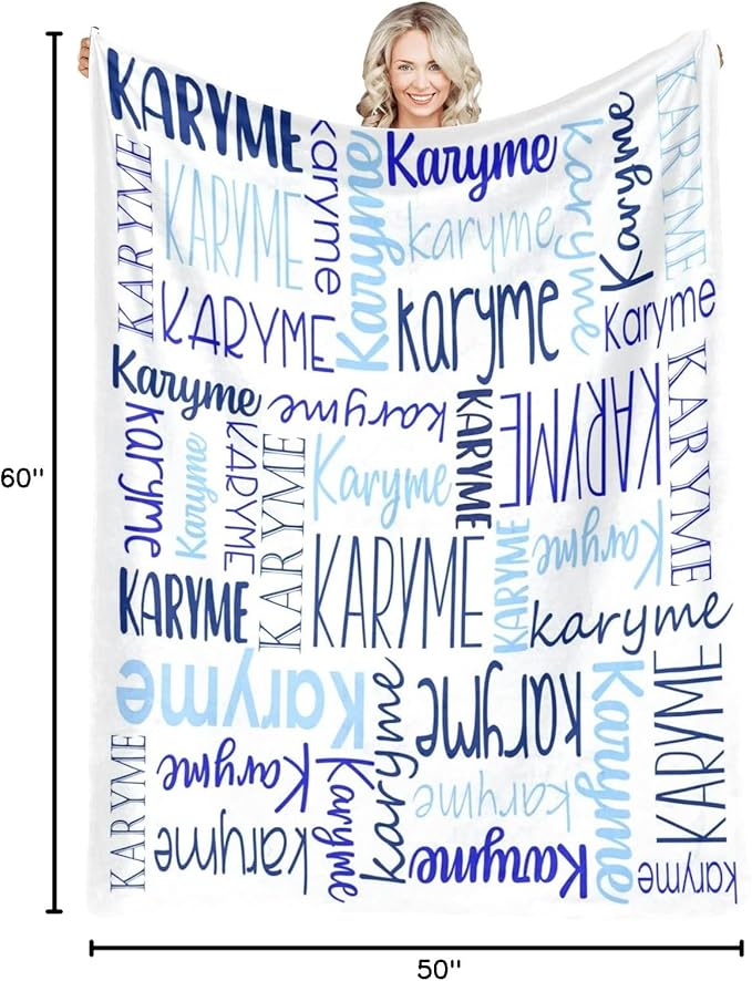 Personalized Blankets with Names Baby Gifts for Girls Boys Custom Soft Fleece and Sherpa Name Blanket for Kids and Adults Birthday for Daughter Son Granddaughter Grandson (White)