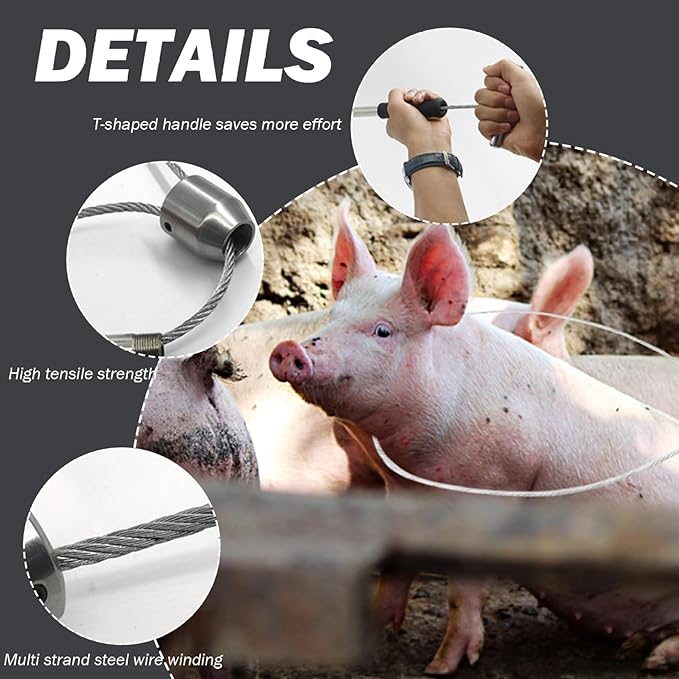Animal Catch Pole, 19in Stainless Steel Adjustable Ring Catcher for Dog Pig Control, Heavy Duty Farm Animal Handling Tool
