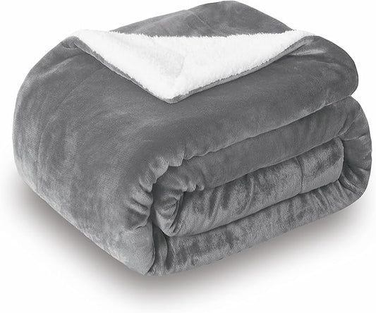 SOCHOW Sherpa Fleece Throw Blanket, Double-Sided Super Soft Luxurious Plush Blanket TwinSize 60 inchx80 inch, Grey