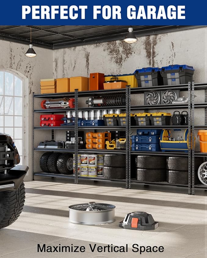 WORKPRO 5-Layer Heavy Duty Metal Storage Rack, 48”W x 24”D x 72”H, Adjustable Shelving Unit with 4000 lbs Total Load Capacity, for Garage, Kitchen, Bathroom, Warehouse