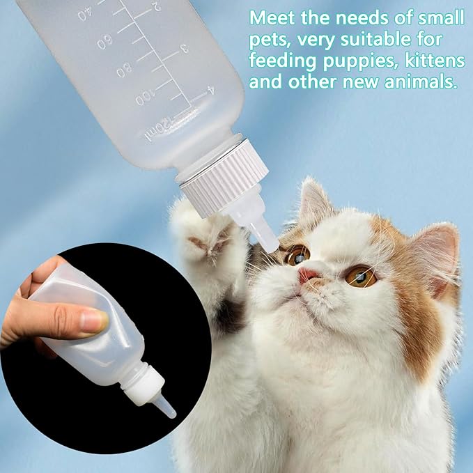 GKYZBB 4Pack 120ML pet Puppy Bottles for Nursing,Kitten Bottle Feeding Kit Nipple for Newborn Kitten Puppy Rabbits Squirrel Animals