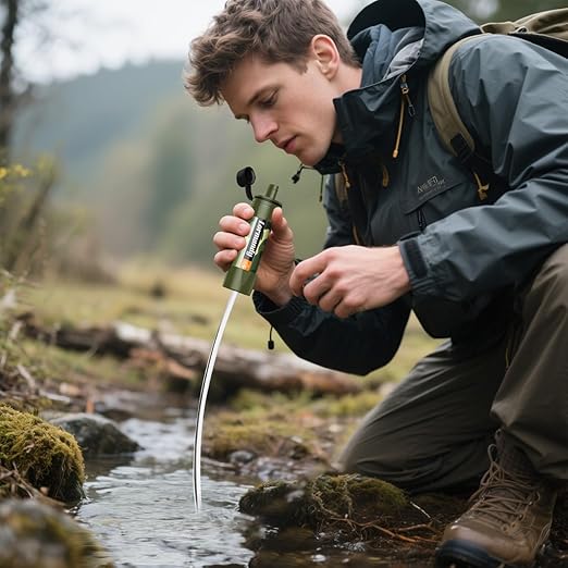 Water Filter Straw - Portable Emergency Water Purifier, Personal Water Filtration System, Reusable Straw Water Filter - Outdoor Survival Gear for Hiking, Camping Accessories and Travel (5pcs)