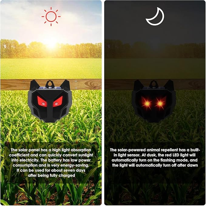 4 Pack Solar Nocturnal Animal Repeller Outdoor,Coyote Deterrent,Deer Repellent Devices,Predator Eyes Animal Deterrent Effective Guard Red Predator Lights for Chicken Coop Raccoon Skunk Fox Yard Farm