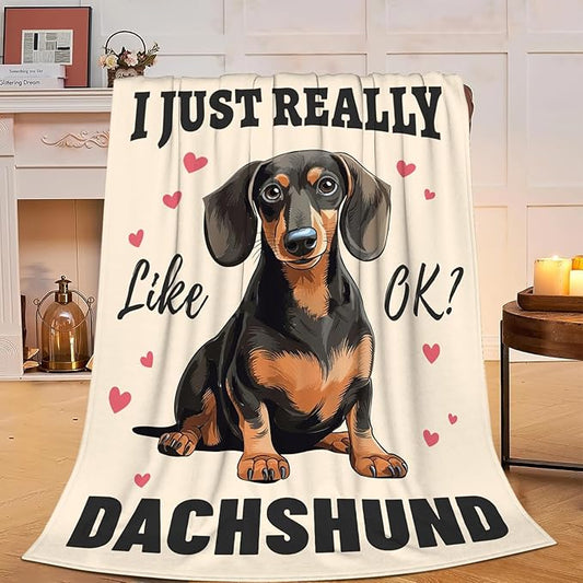 Dachshund Blanket, Soft Plush Fleece Weiner Dog Animal Throw Blanket - Cozy Warm Stuffed Blankets Bedding Dachshund Gifts for Women Girls Kids Adults 60"X80"