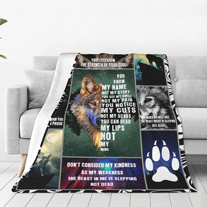 Wolf Blanket Wolfs Throw Blanket Soft Fleece Flannel Bedding Wolves Gifts for Men Boys Women Girls Lovers Adults Stuff Plush for Couch Sofa Bed Room Decor