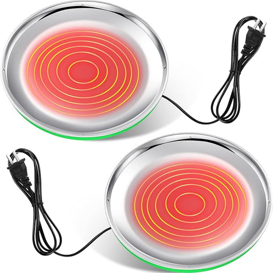 Hortsun 2 PCS Chicken Water Heater for Winter 110V 38W Poultry Drinker Heater Base Surface Temperature can Reach About 140 Fahrenheit Degree Chicken Waterer Electric Deicer Heated Base (Green)