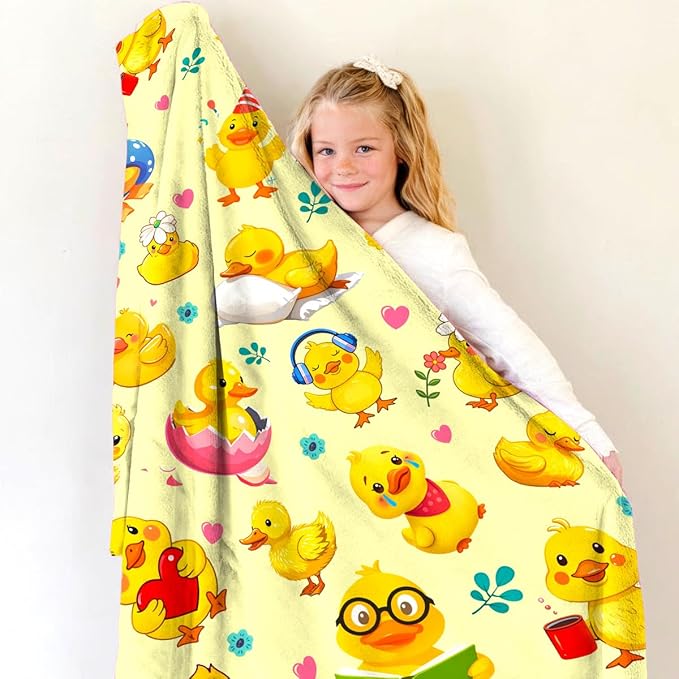 Duck Blanket Gifts for Duck Lover Soft Flannel Ducks Throw Blanket Gifts for Women Ducks Themed for Kids Adults 60"x50"