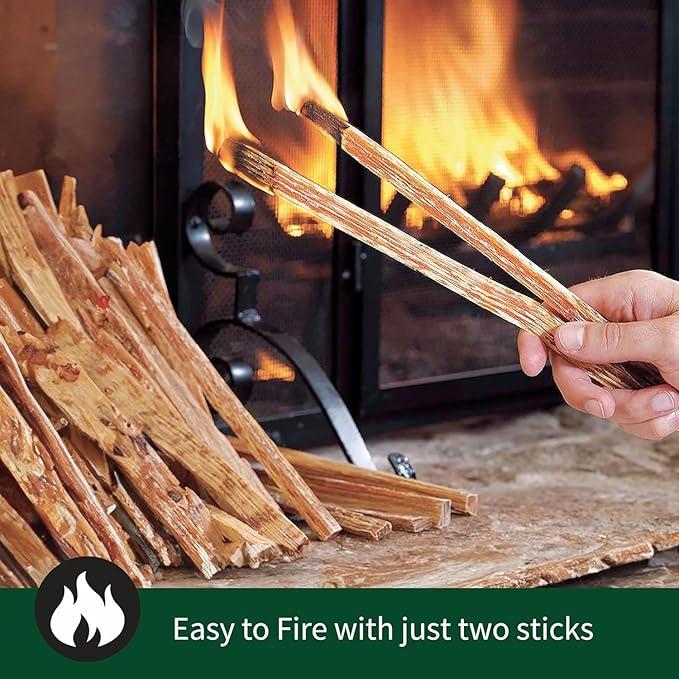 Plow & Hearth 10 LBS Fatwood Fire Starter Sticks Organic Kindling, Easy Ignition Fat Wood, All Natural Firestarters for Fire Pit, Wood Stoves, Fireplaces, Campfires, Bonfires, BBQ