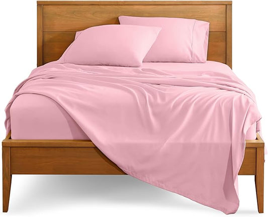 Bare Home Sheet Set - College Dorm Size - Luxury 1800 Ultra-Soft Microfiber Bed Sheets - Deep Pockets - Easy Fit - Extra Soft - 3 Piece Set (Twin XL, Light Pink)