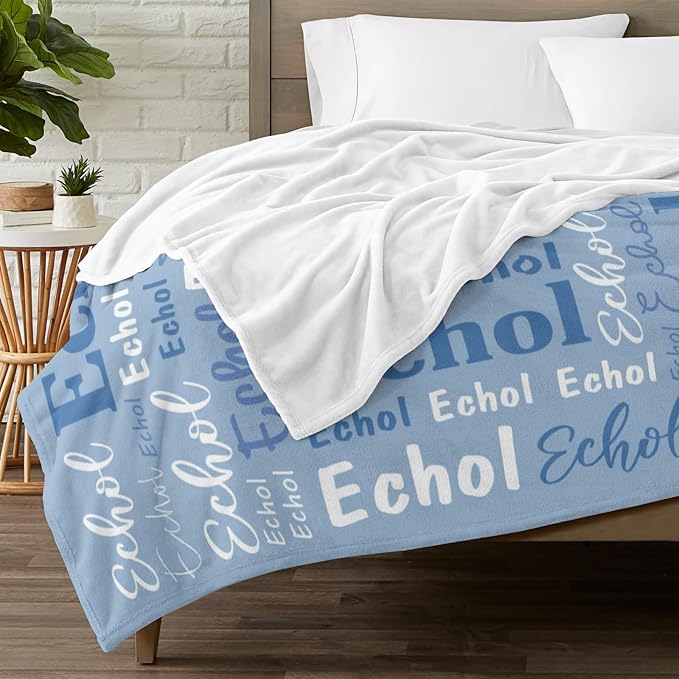 Custom Blanket with Name Personalized Blankets for Kids Adult Boys Girls Flannel Monogrammed Customized Blankets Throw (50''x60'')
