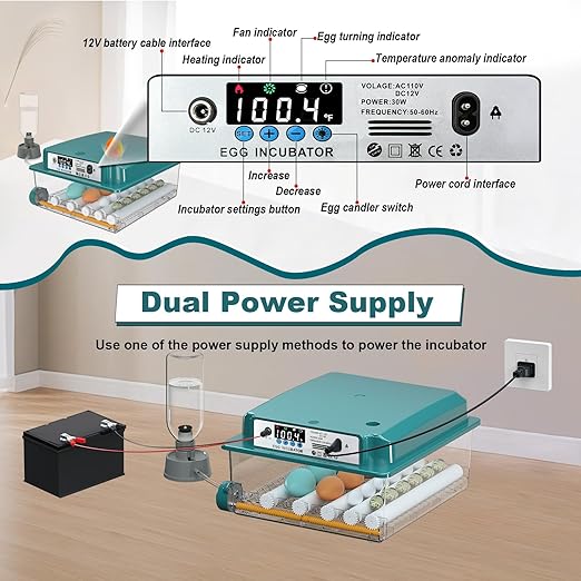 Incubators for Hatching Eggs, 12-16 Eggs Incubator with Automatic Egg Turning and Automatic Humidification, Incubator for Chicken Eggs, Quail Egg