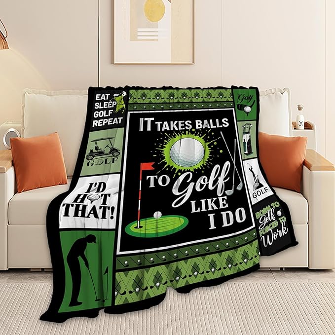 Golf Blanket, Golf Sport Throw Blanket, Golfing Gifts Blankets Stuff Fleece Flannel Plush for Golfers Men Women Lovers Adults Soft Bedding Gift for Sofa Bed Office Home Decor 40"X50"