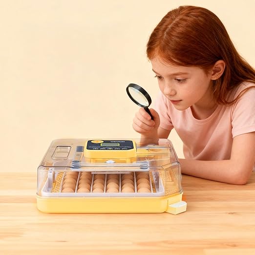 VEVOR 48 Egg Incubator, Automatic Egg Turner with LED Candler, Temperature Display & Auto Humidity Control, 360° View Clear Window, Poultry Eggs Incubator for Hatching Chicks Ducks Goose Quail
