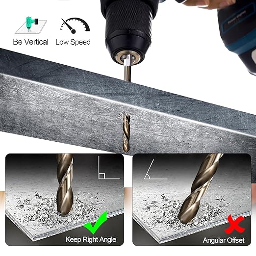 1/4 Hex Shank Cobalt Drill Bit Set 16Pcs 1/16"-3/8", M35 HSS Twist Impact Drill Bits for Metal and Hardened Steel, with Indexed Storage Case
