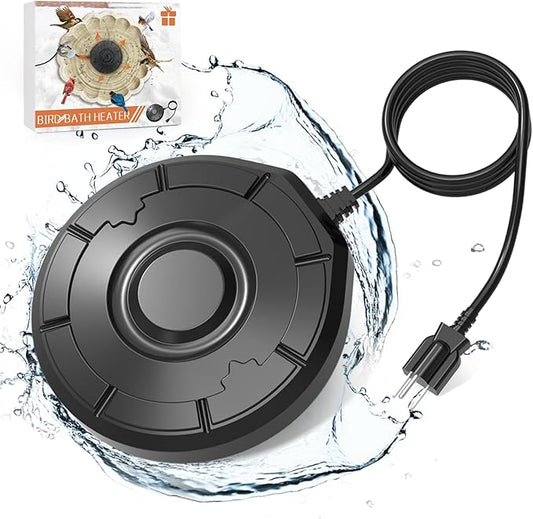 Bird Bath Heater,Birdbaths De-Icer,Birdbath Water Heater Deicer with Thermostatically Controlled,Heated Bird Bath Deicer Suitable for Birdbath Farm Livestock Drinking Outdoors in Winter,Black