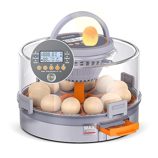 Egg Incubators for Hatching Eggs with Automatic Egg Turning and Humidity Control Intelligent Temp Eggs Candler for Chicken Quail Duck etc. Eggs, Suit for Beginner Backyard Hobbyist Students Education
