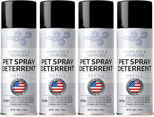 Berkland [4 Pack] Refill for PetSafe SSSCat Spray Deterrent Device - Non-VOC Dog & Cat Spray Deterrent - Family-Safe Cat Deterrent for Counters & Trouble Areas - Made in The USA