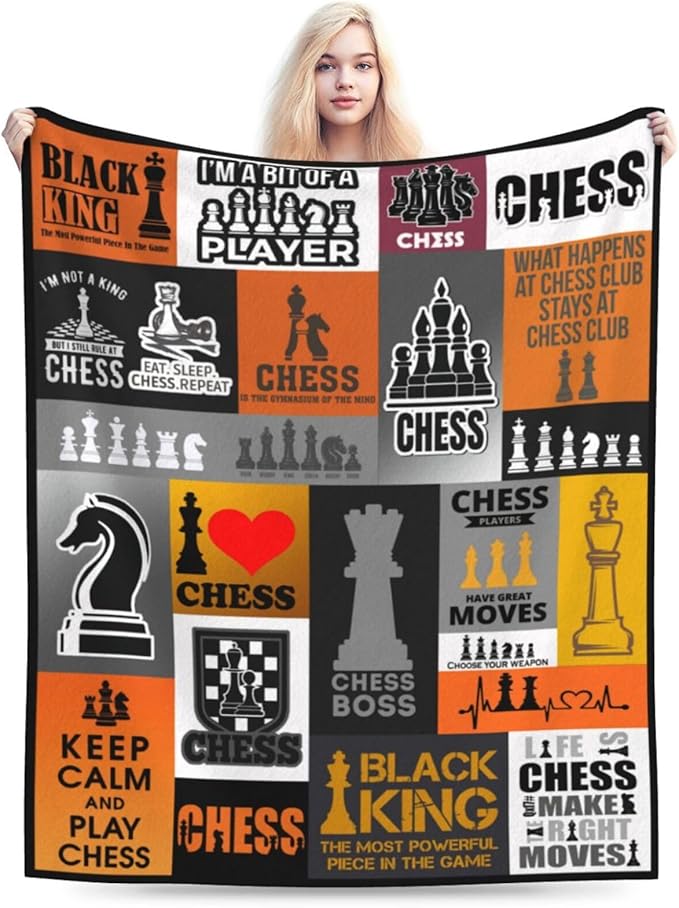 Chess Blanket Throw Blanket Soft Warm Cozy Fuzzy Plush Chess Throw Blanket Gifts for Lovers Girls Women Dog Stuff Lightweight Fleece Flannel Gift Blankets for Kids Adults 40"X50"