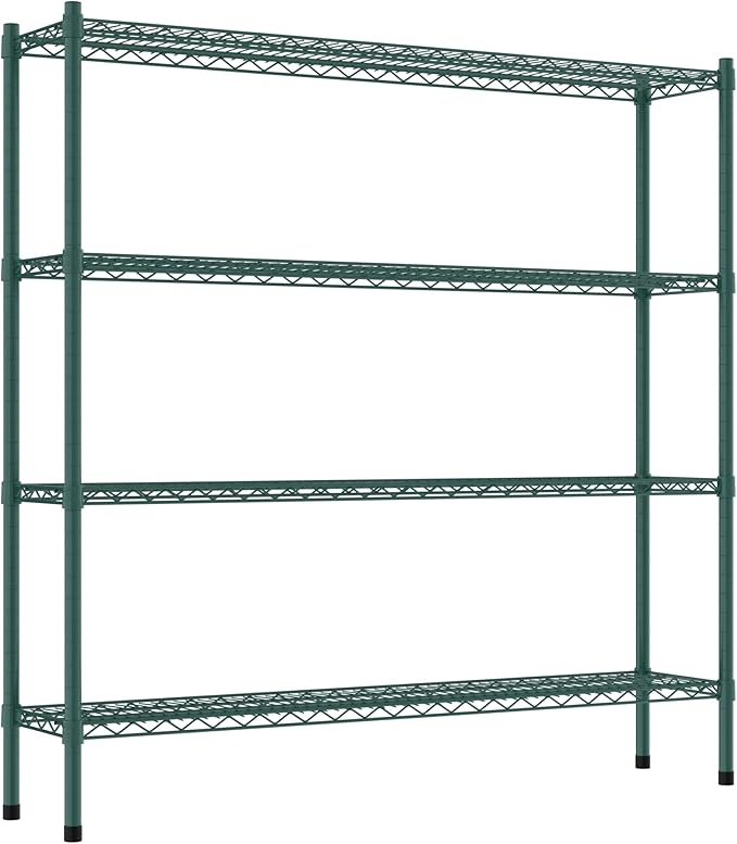 Commercial NSF Listed Green Epoxy Stationary Wire Shelving Kit 12" x 54" x 54", with 4 Shelves Perfect for Warehouse, Walk-in Refrigerator, Freezer, Grocery Store, Restaurant, Dishroom