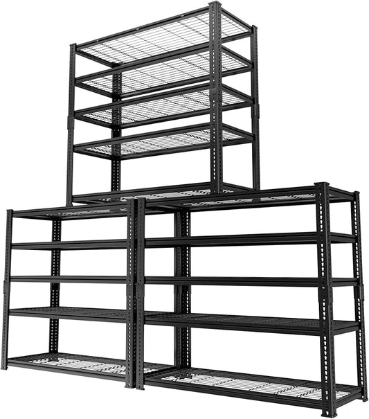 Storage Shelves Heavy Duty, 3 PCS 36"L x 16"W x 72"H Garage Wire Shelving Unit Loads 2400LBS, 5-tier Adjustable Metal Industrial Utility Shelf Rack for Kitchen, Laundry, Pantry, Warehouse, Basement