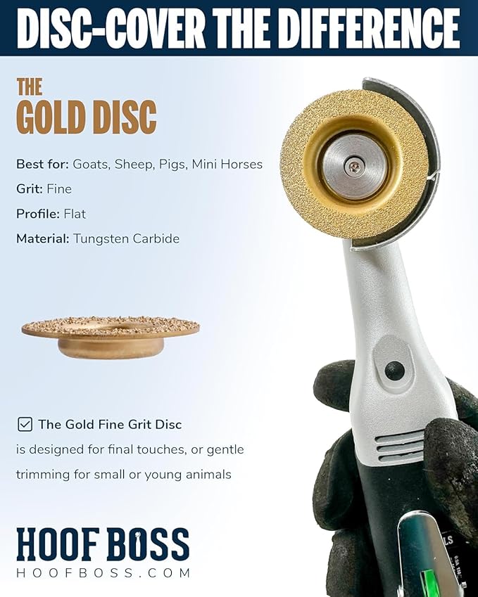 Hoof Boss Electric Goat Hoof Trimmer Kit, 110V US — Rotary Hoof Grinder for Goats & Small Ruminants with Medium & Fine Discs, Dome Top Finisher, Buffing Sander, Safety Glasses & Tool Bag