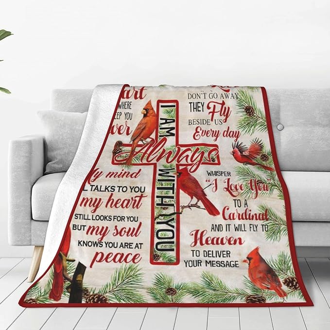 Cardinal Blanket Cardinals Throw Blanket Soft Fleece Flannel Bedding Red Bird for Women Girls Men Lovers Adults Stuff Plush for Couch Sofa Bed Room Decor 40"X50"