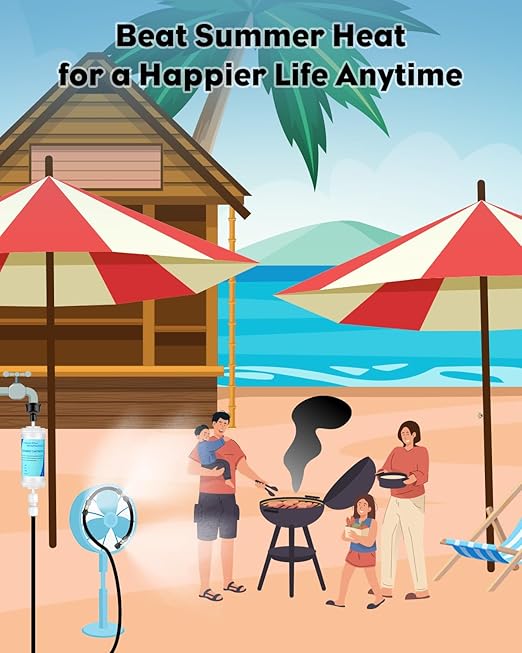 Pawfly Misting System, Misters for Outside Patio 50 ft, Outdoor Misting Cooling System with 15 Brass Mist Nozzles Water Accessories, Patio Mister for Cooling Garden Backyard Greenhouse Trampoline