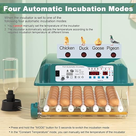 36 Eggs Incubators for Hatching eggs,Chicken Eggs Incubator with Automatic Egg Turning and Humidity Monitoring,Automatic Temperature Control Egg Incubator with Egg Candle for Chicken Duck Goose Pigeon