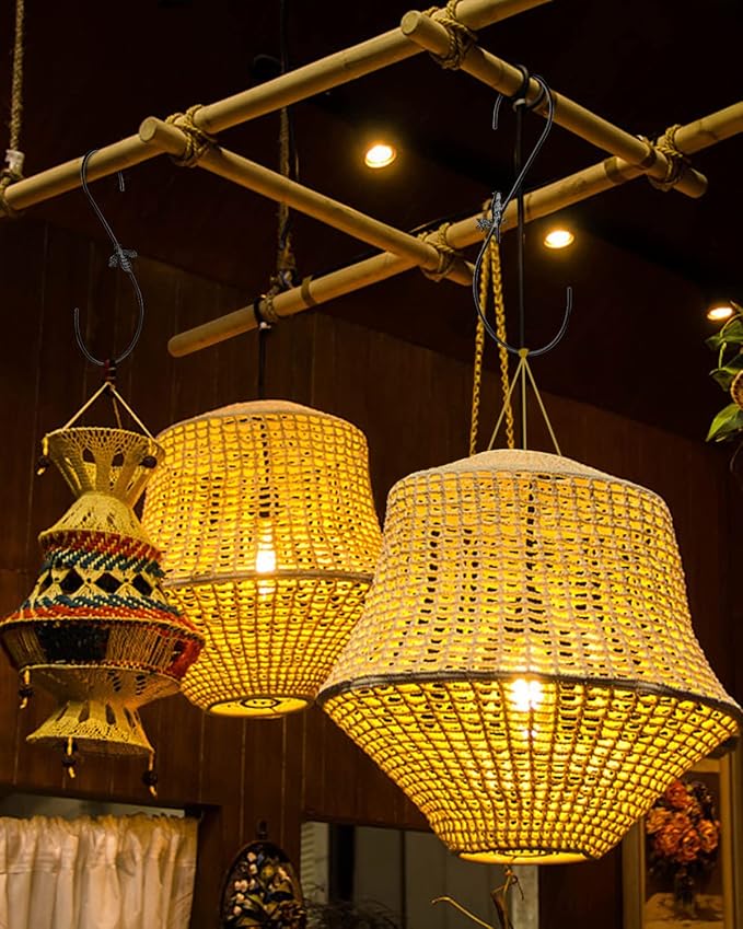 PACETAP Hummingbird Feeder Hook 12-Inch, 2PCS Black Metal Bird Feeders Hanger, Heavy Duty Outdoor Indoor Plant Hangers for Hanging Plants, Wind Chimes, Other Ornaments