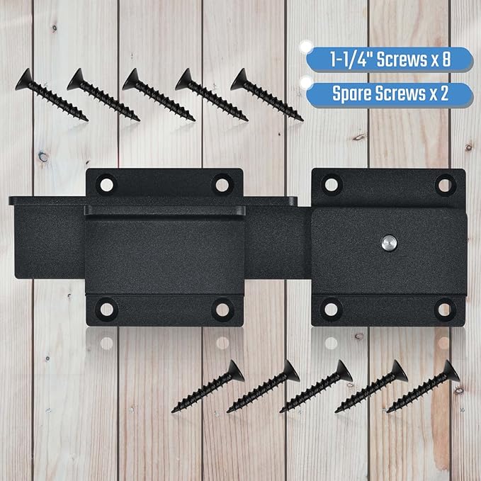 2Pack Flip Gate Latch Lock with Padlock Hole, 3.5mm Aluminum Alloy Door Latch for Outdoor Wooden Fence, Swing Open Gate, Double Gate, Barn Door, Shed, Vinyl Fence, Yard, Black