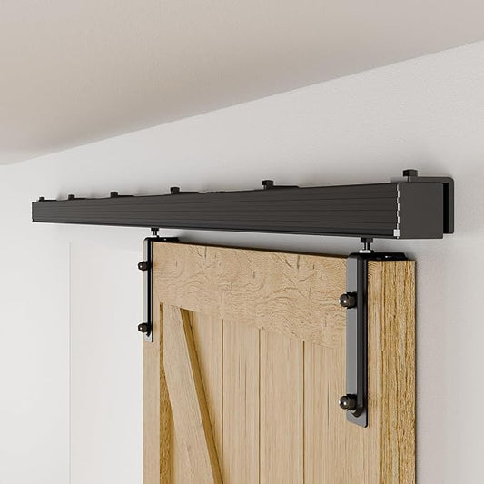 CCJH 6.6FT/79'' Box Rail Sliding Barn Door Hardware Kit Alloy Steel Wall Mount for Single Door,Smooth and Heavy Duty
